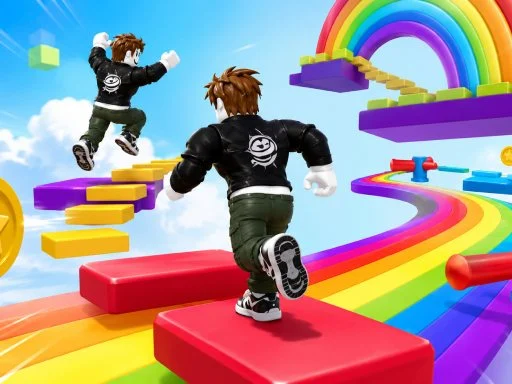 Obby Rainbow Parkour Two Player - 7622